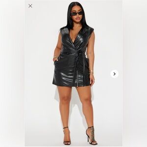 Fashion Nova Black Faux Leather Mini Dress